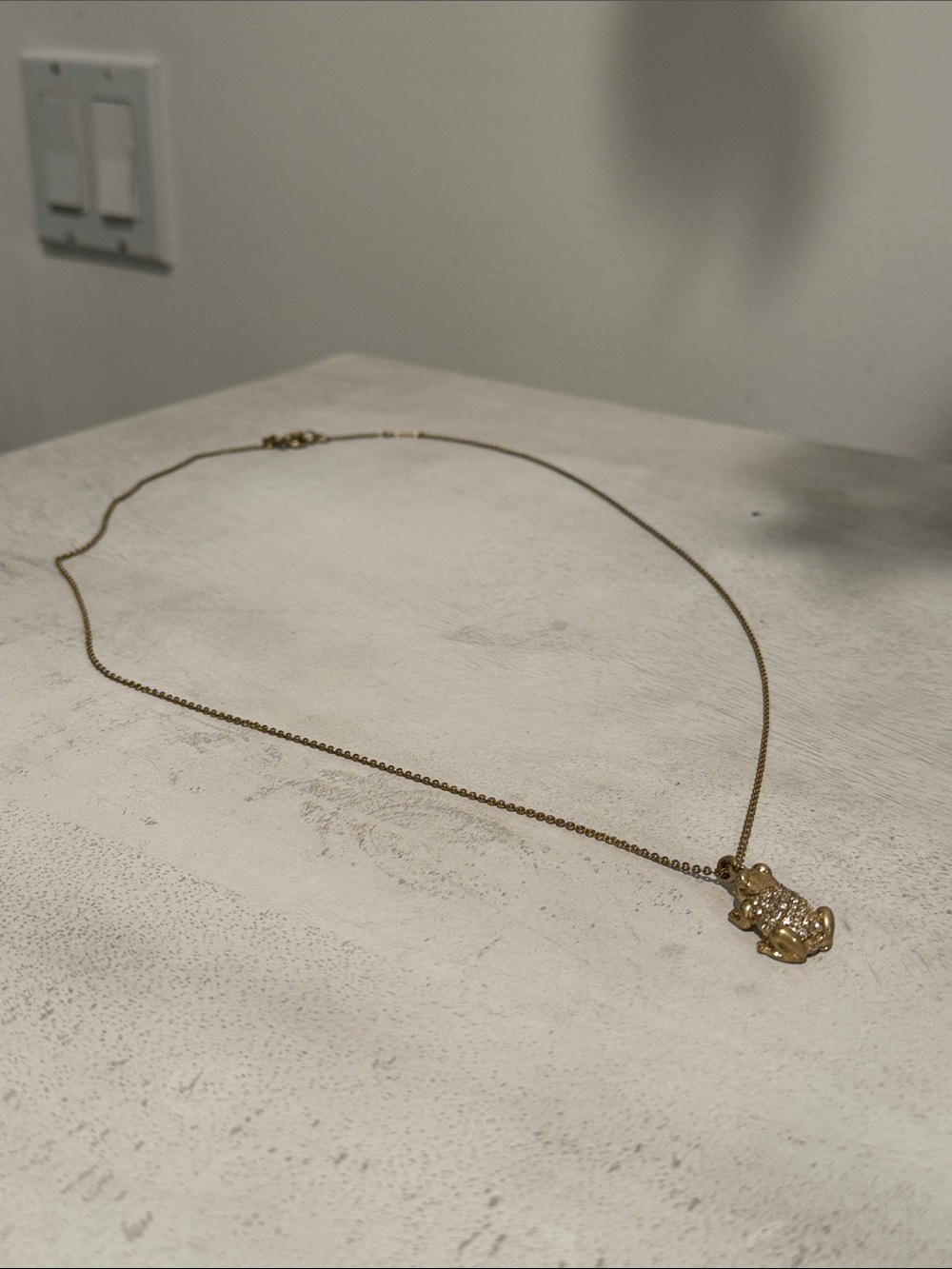 J.Crew Pavé Frog Charm Necklace — Gold Tone